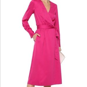 Iris & Ink NWOT hammered-satin midi wrap dress, dark pink $35 size 10